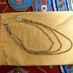 Brand new Gucci logo three gold chain and pearl Gucci interlocking necklace